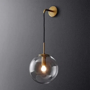 Applique Murale Industrielle Vintage Verre Globe 20cm - Gris - Foto 1 di 4