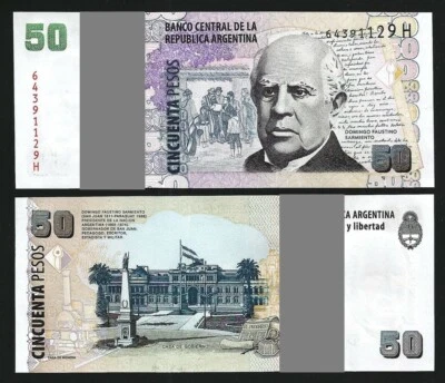 Argentina 50 Pesos 2014, UNC, ½ BUNDLE, Pack 50 PCS, P-356, H Series - Image 1 of 4