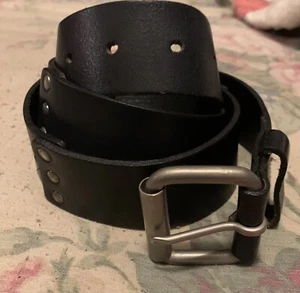 💥Maurices Damen Schwarz Italienisch Leder Nickel Rollschnalle Gürtel - Bild 1 von 14