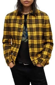 $998 John Varvatos Men's Searcy Plaid Blouson Wool Jacket Canary Size 52 / US 42 - Picture 1 of 6