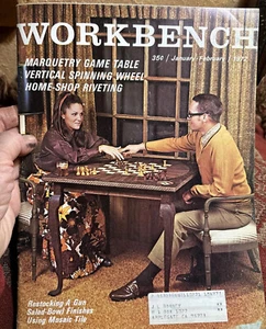 WORKBENCH Feb 1972 Shotgun Restocking Marquetry Game Table Vertical Spinning Whe - Picture 1 of 13