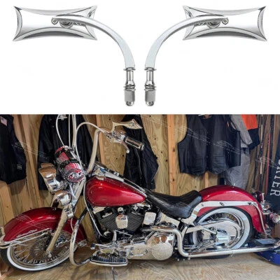 Espejos retrovisores laterales cromados para motocicleta Harley Davidson Sportster Softail Foto 1 de 4