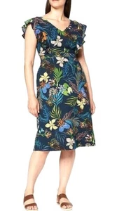 find Women's Tropical A-Line Cotton Dress w/Ruffle Sleeves, New, Size 20 - Picture 1 of 5