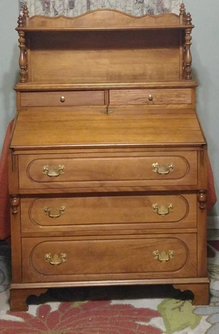 Five drawer Secretary desk with Fold Down top Cover