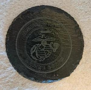 4er Set Lasergravur Schiefer Untersetzer US Marines Barware Schwarz Mancave - Bild 1 von 5