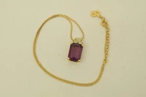 Authentic Christian Dior Faux Gemstone Necklace GP Chain Jewelry Accessory - Picture 1 of 12