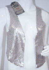 GARCIA JEANS Crop Vest SEQUIN Pearl Blush Top XS Free Shipping