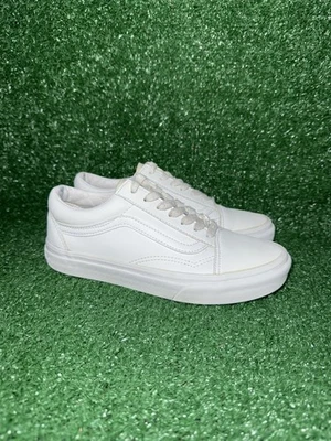 VANS Mujer Clásico Old Skool Talla 6 Blanco Cuero Zapatos de Skate Informales Tenis Foto 1 de 4