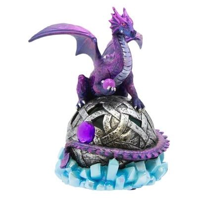 Estatuilla de dragón púrpura de resina Toirveil de 6 pulgadas con orbe que cambia de color Foto 1 de 4