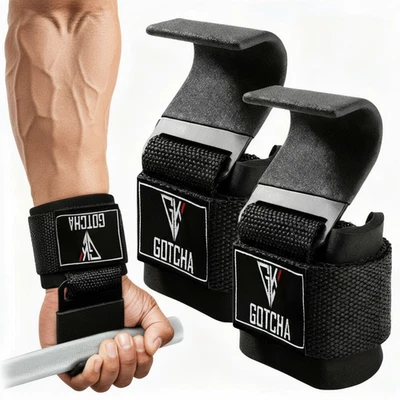 GOTCHAKART Gewichthebehaken Gymnastikriemen Hakenstange Power Handgelenkstütze Fitnessstudio Trainingshandschuhe