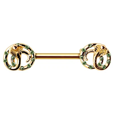 PAIR of Gold Plated Coiled Up Cobra Snake Nipple Bar - Image 1 of 3