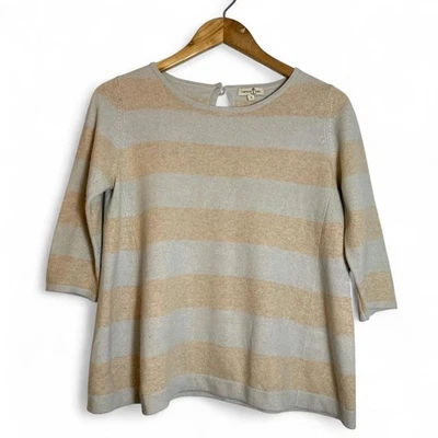 Suéter de cachemir a rayas azul y rosa Cortland Park talla pequeña Foto 1 de 4