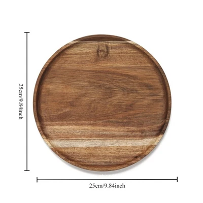 Japanese Acacia Wooden Plate Breakfast Board Snack 25-30 Round Serving Tray. - Image 1 of 4