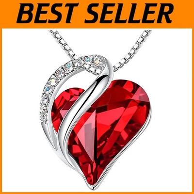 Silver Plated Birthstone Heart Necklace - Adjustable Chain - Image 1 of 4