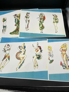 Vintage altes Tattoo Flash Art... Japanisch " DAMEN" 4 Poster Lot 14 "x11" - Bild 1 von 5