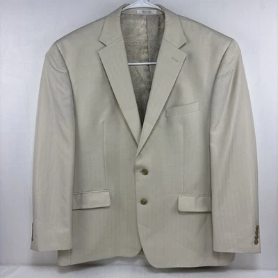 Chaps 48R Mens Cream 2 Button Blazer Sport Coat Jacket Subtle Stripes EUC - Image 1 of 4