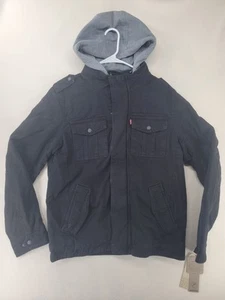 Men's Levi's® Washed Cotton Sherpa-Lined Hooded Trucker Jacket Black Size Small - Picture 1 of 19