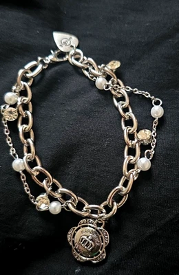 Hard Rock Cafe COUTURE Bettelarmband Kristalle Perlen Herz silberfarben - Bild 1 von 4