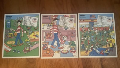 Rompecabezas de madera Playskool Where’s Waldo primer día de clases de colección 1991 divertido aprendizaje Foto 1 de 4