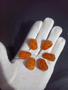 Amber Quartz Smooth Tumble 14x25 mm Beads Pendants 5 Piece Lot - Picture 1 of 4
