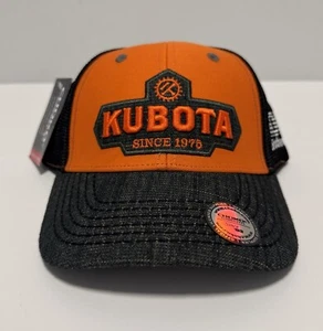 KUBOTA Equipment ORANGE Denim 3 Tone Since 1975 MESH Snap BACK HAT CAP BRAND NEW - Picture 1 of 7