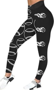Baseball Yoga Pants High Waisted Workout Leggings Athletic Pant Gift For Mom - Picture 1 of 2