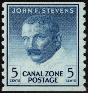 Canal Zone Stamp Scott # 155 Mint LH - 5 Cents Dark Blue John F. Stevens Coil - Picture 1 of 1