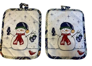 Christmas Snowman Potholders Hot Pads Home Care Kitchen Mates Set 2 - Picture 1 of 5