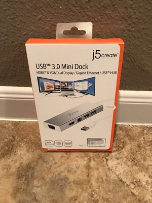 j5create USB 3.0 Mini Dock HDMI & VGA Dual Display / Gigabit Ethernet (JUD 380)  - Image 1 of 3