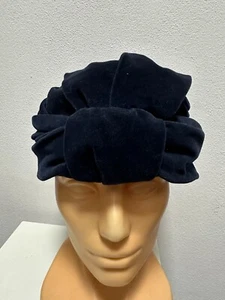 Vintage old art deco30-50’s woman’s hat dark blue velvet - Picture 1 of 9
