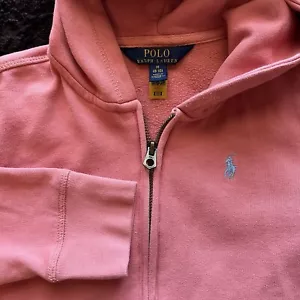 Ralph Lauren LW Magic Fleece FZ Hoodie Pink Full Zip Girl M - Picture 1 of 6