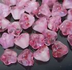 25 Czech Glass Baby Bell Flower Beads - Crystal/Pink 6x4mm