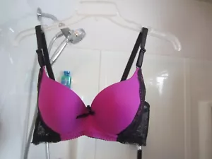 NWOT wired padded push up bra Yoomee Size 38B black/purple - Picture 1 of 12