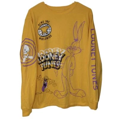 Looney Tunes Amarillo Gráfico Manga Larga Talla Grande Foto 1 de 4