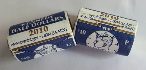 2010 P&D Kennedy Half Dollar ROLLS in US Mint Packaging Cover