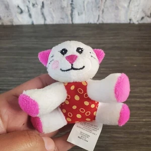 Genius Babies Ultra Mini Plush Squeaker Cat Tiny Plush Soft Kitty Pink Polka Dot - Picture 1 of 4