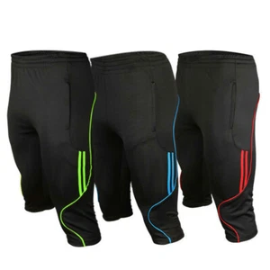 Men's Soccer Football Athletic Training Track 3/4 3-Quater Shorts Pants Trousers - Picture 1 of 10