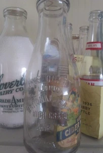 National Tea Company Chicago milk bottle with partial label - Bild 1 von 6