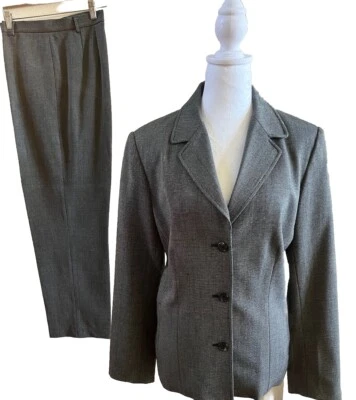 "Traje pantalón Rafaella talla 12 tweed blanco y negro ajuste moderno busto 42""" Foto 1 de 4