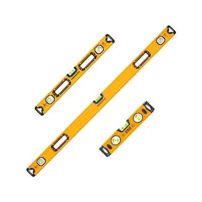 TOUGH MASTER Magnetic Spirit Level 3pcs Set 250mm 600mm 1200mm High Accuracy Front View Vial