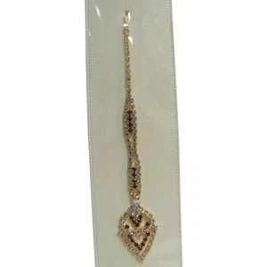 Indian Gold-Toned w/ Rhinestones Forehead Accessory Maang Tikka #7 - Picture 1 of 1