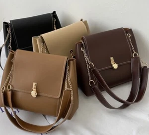 Women PU Leather Handbag Chain Shoulder Bag Messenger Satchel Tote Crossbody Bag - Picture 1 of 15