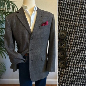 JOS A BANK 44L BLAZER HOUNDSTOOTH CHECK SPORT COAT SILK WOOL 3 BUTTON JACKET - Picture 1 of 13