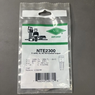 1 Each ~ NTE2300 ~ NPN Transistor High Voltage Horizontal Output ~ TO-3P ~ NOS - Image 1 of 3