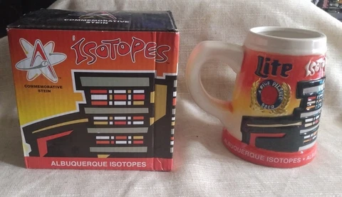 Albuquerque NM Isotopes Porcelain 2021 Miller Lite Beer Mug Stein Baseball Glass Cover