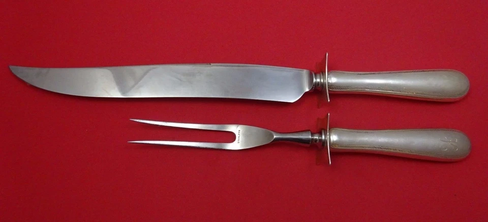 Feather Edge by Tuttle Sterling Silver Roast Carving Set Two Piece HHWS  14" - Изображение 1 из 1