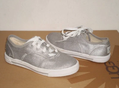 UGG Australia Kids/Toddler SILVER Metallic Coated Textile Sneaker Shoe 13 NWOB  - Image 1 of 4