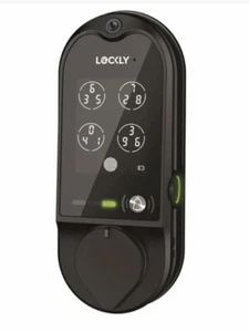 NEW Lockly Satin Black Vision Smart Lock Deadbolt w/ Video Doorbell Front Door - Picture 1 of 6