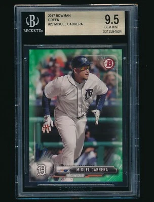 2017 Bowman Green #28 Miguel Cabrera BGS 9.5 /99 - Image 1 of 2