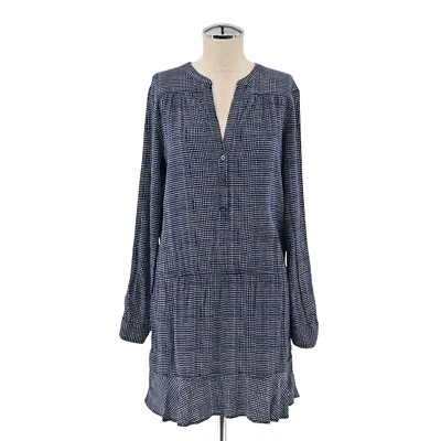 Vestido JOIE para mujer talla S azul marino lunares acey cuello lengüeta enrollable manga volantes mini Foto 1 de 4